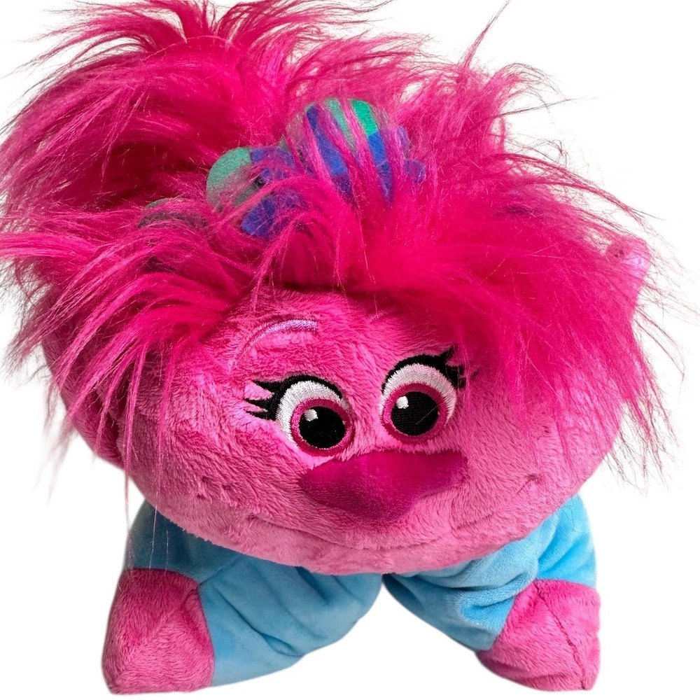 Pillow Pets Trolls World Tour Poppy Plush Kids Pink Blue 16 Inch 2-in-1 Pillow